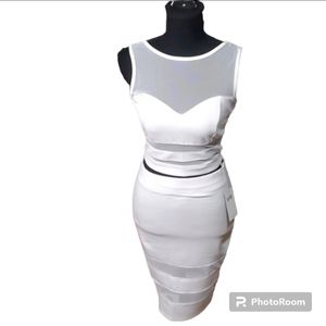 2 Piece white tank, skirt set